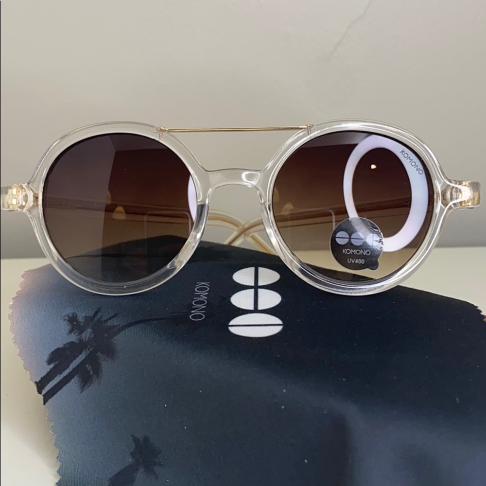 Komono Sunglasses NEW Vivien Clear round frame gold - Picture 3 of 16
